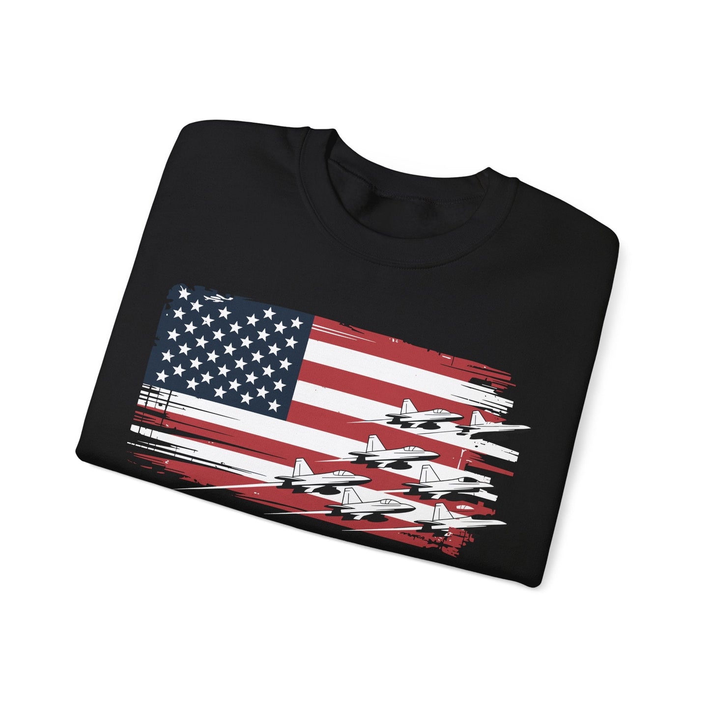 Patriotic Red White Blue USA Flag Fighter Jets 4th of July Sweatshirt
