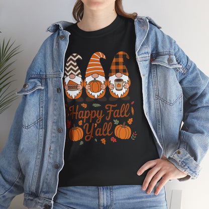 Happy Fall Y'all Gnome Pumpkin Autumn Thanksgiving Men Women T-Shirt
