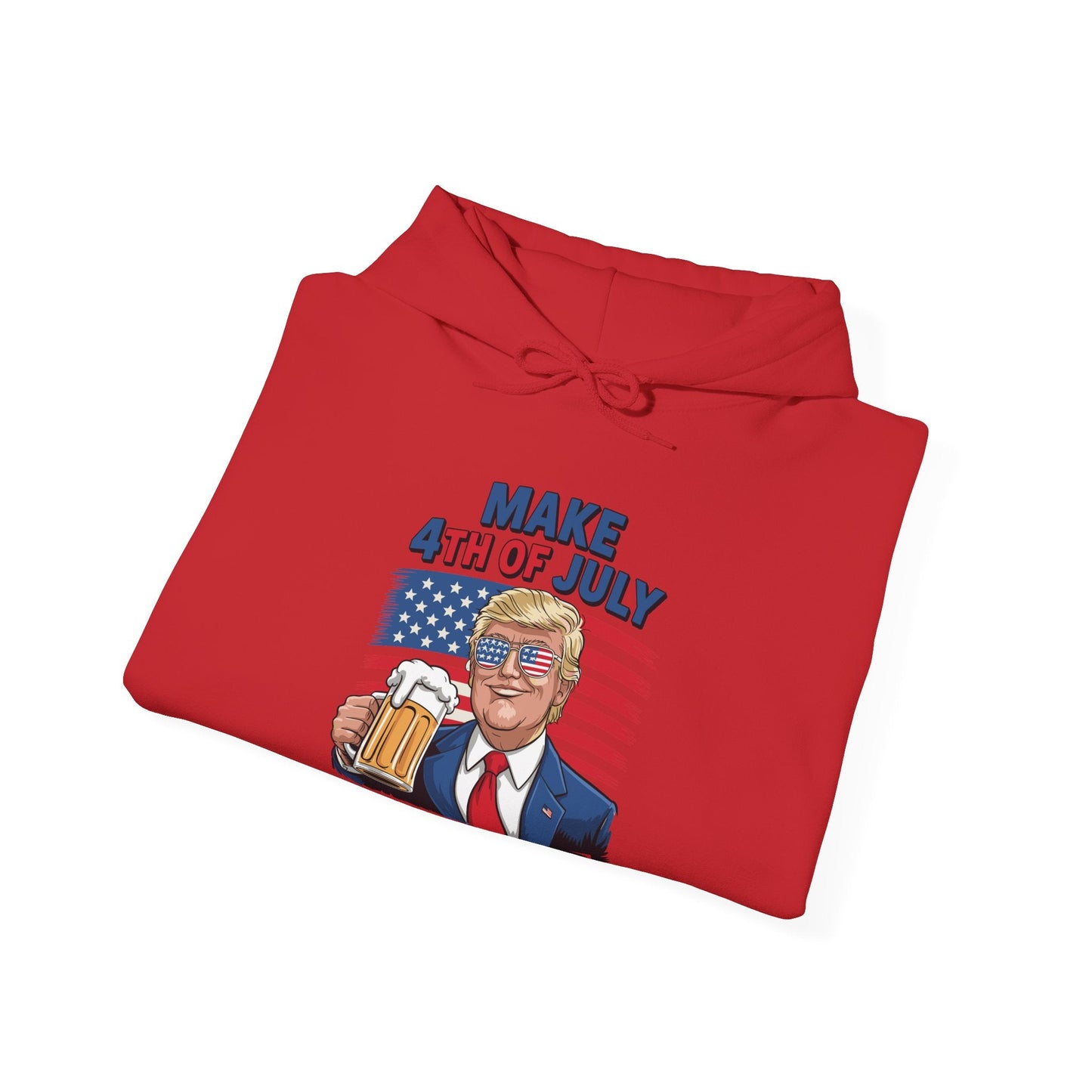 Funny Trump Make 4th Of July Great Again Drinking Beer Hoodie
