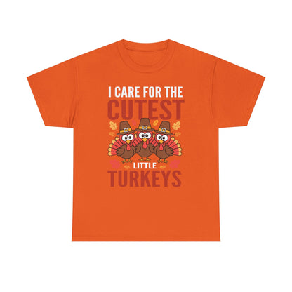 Care For Little Turkeys Nurse Fall Thanksgiving Scrub Top T-Shirt