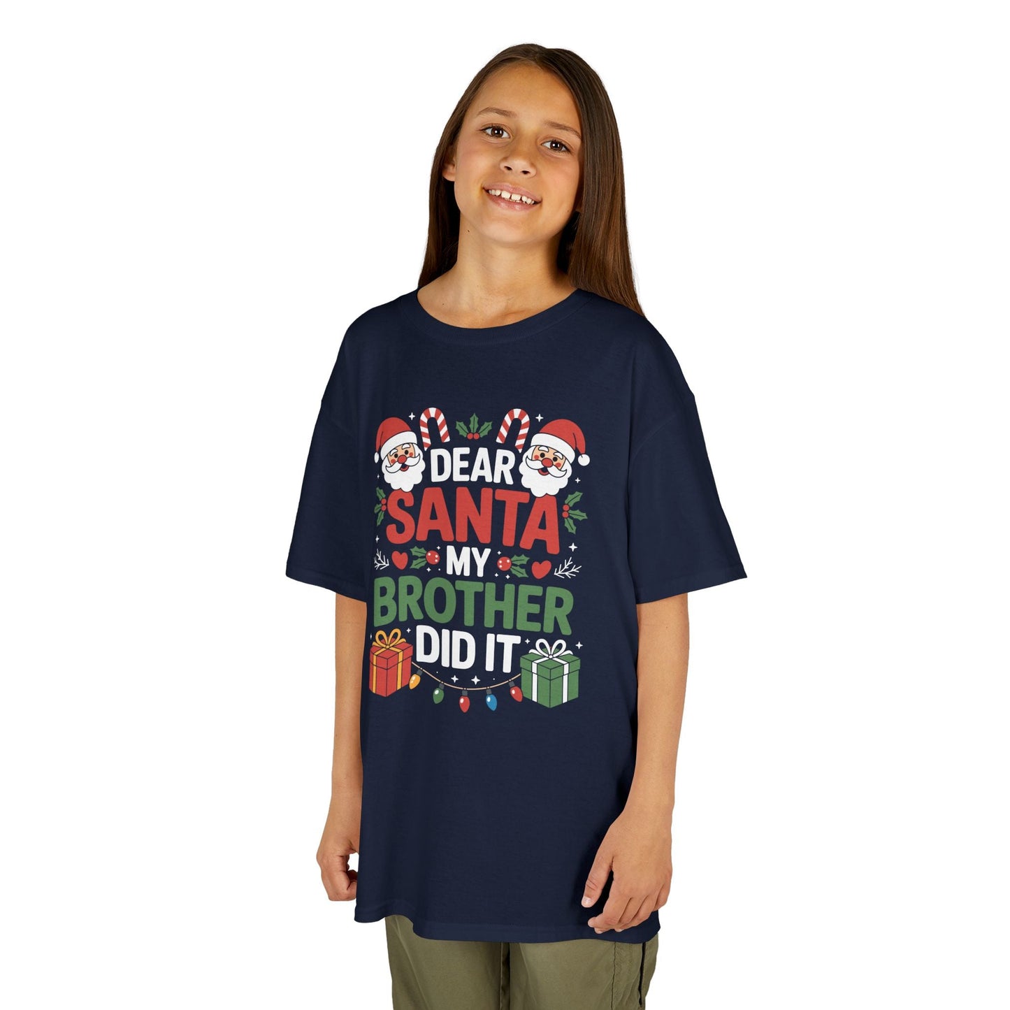 Dear Santa My Brother Did It Funny Christmas Boys Girls Kids T-Shirt