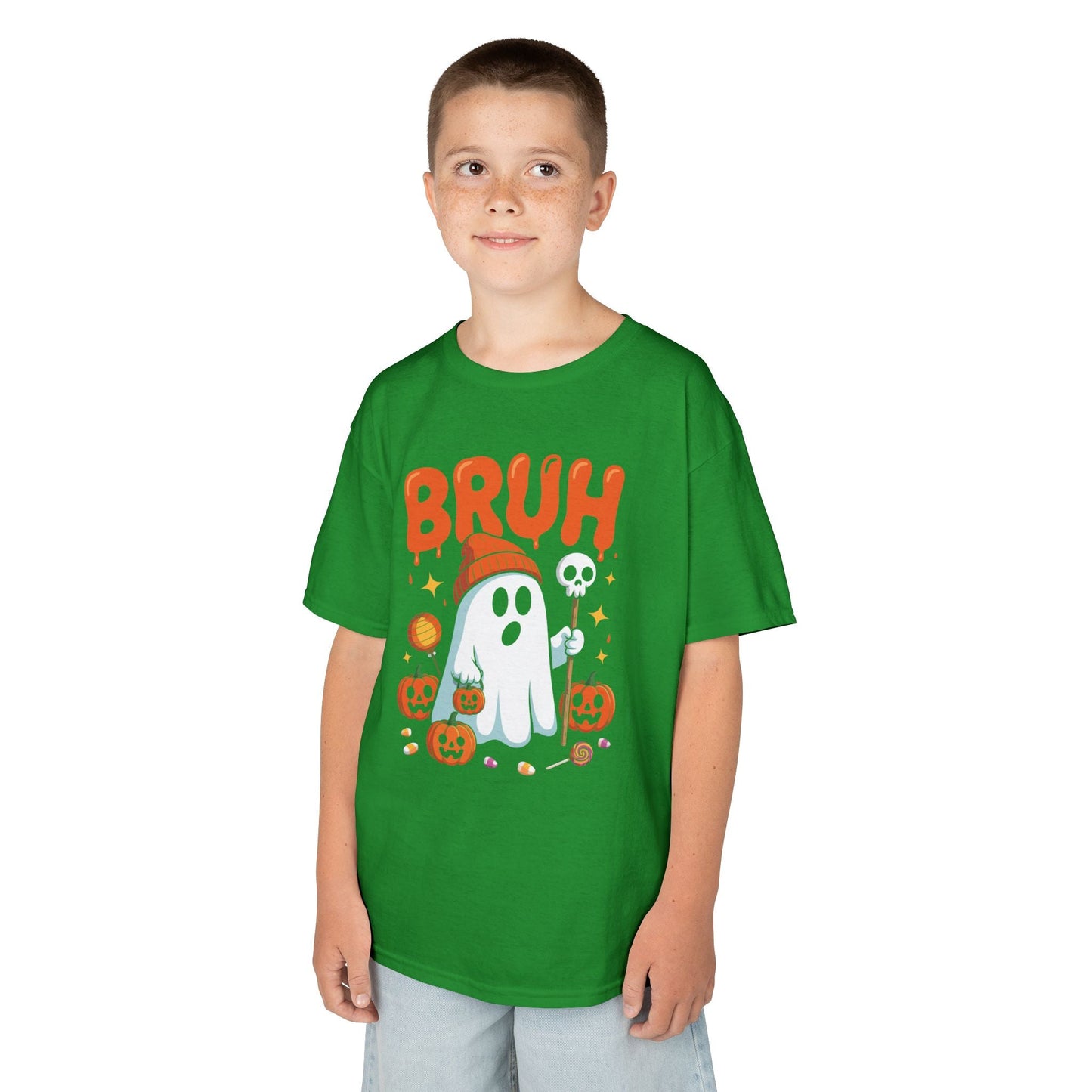 Bruh Ghost Halloween Cute Ghost Trick Or Treat Candy Kids T-Shirt