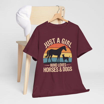 Just A Girl Who Loves Horses and Dogs Women Girls T-Shirt