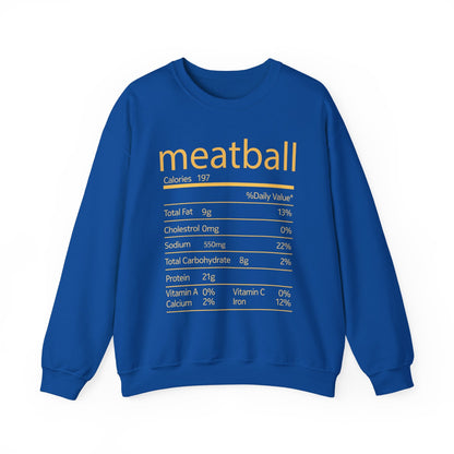 Meatball Nutrition Facts Funny Thanksgiving Christmas Sweatshirt