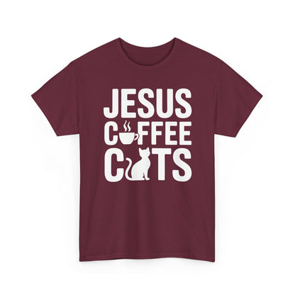 Christian Jesus, Coffee, Cats - Religous Cat Caffeine Lover T-Shirt