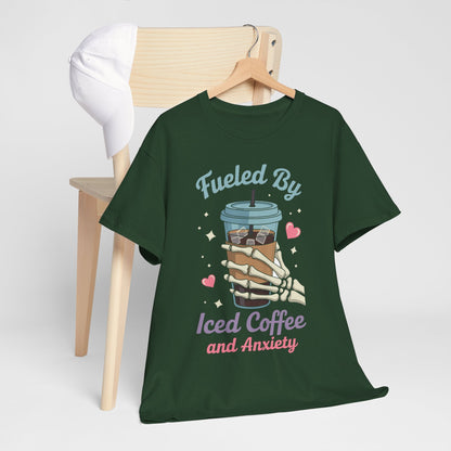 Fueled by Iced Coffee and Anxiety Funny Coffee Lover T-Shirt