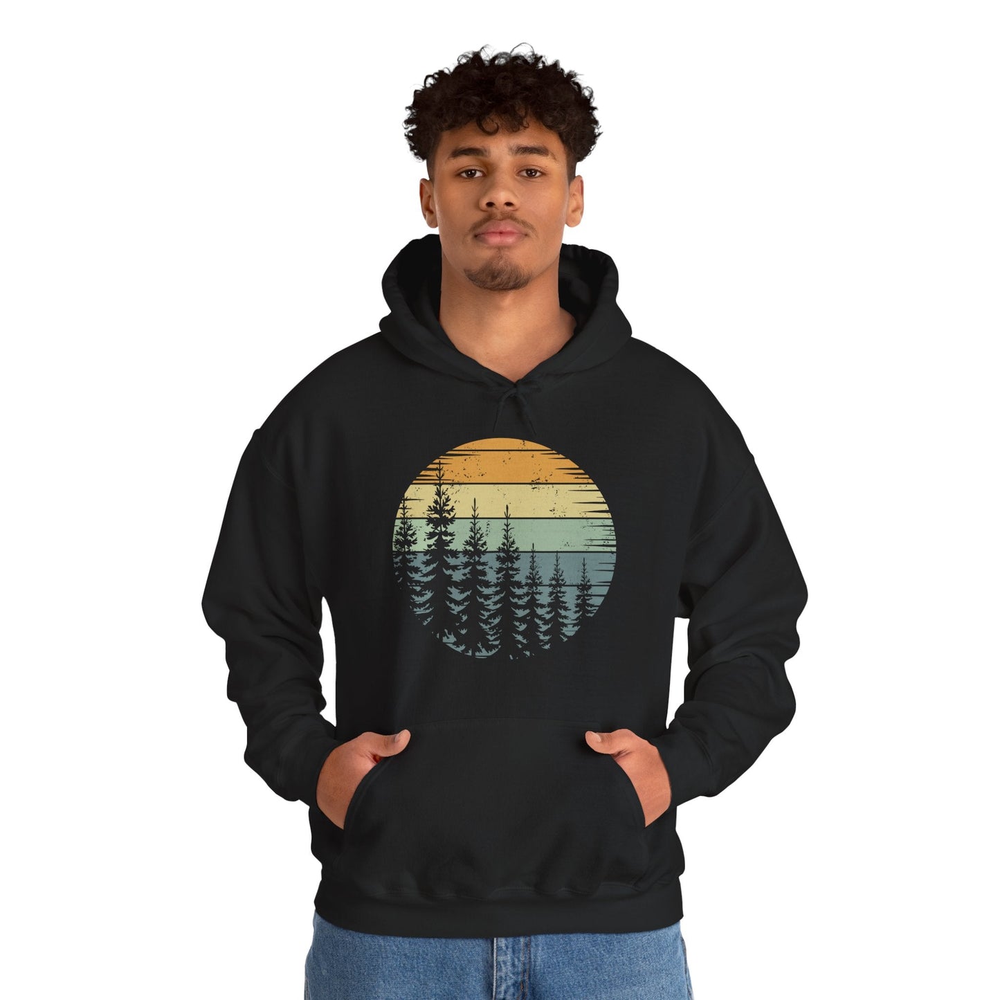 Retro Forest Trees Outdoors Nature Vintage Graphic Hoodie