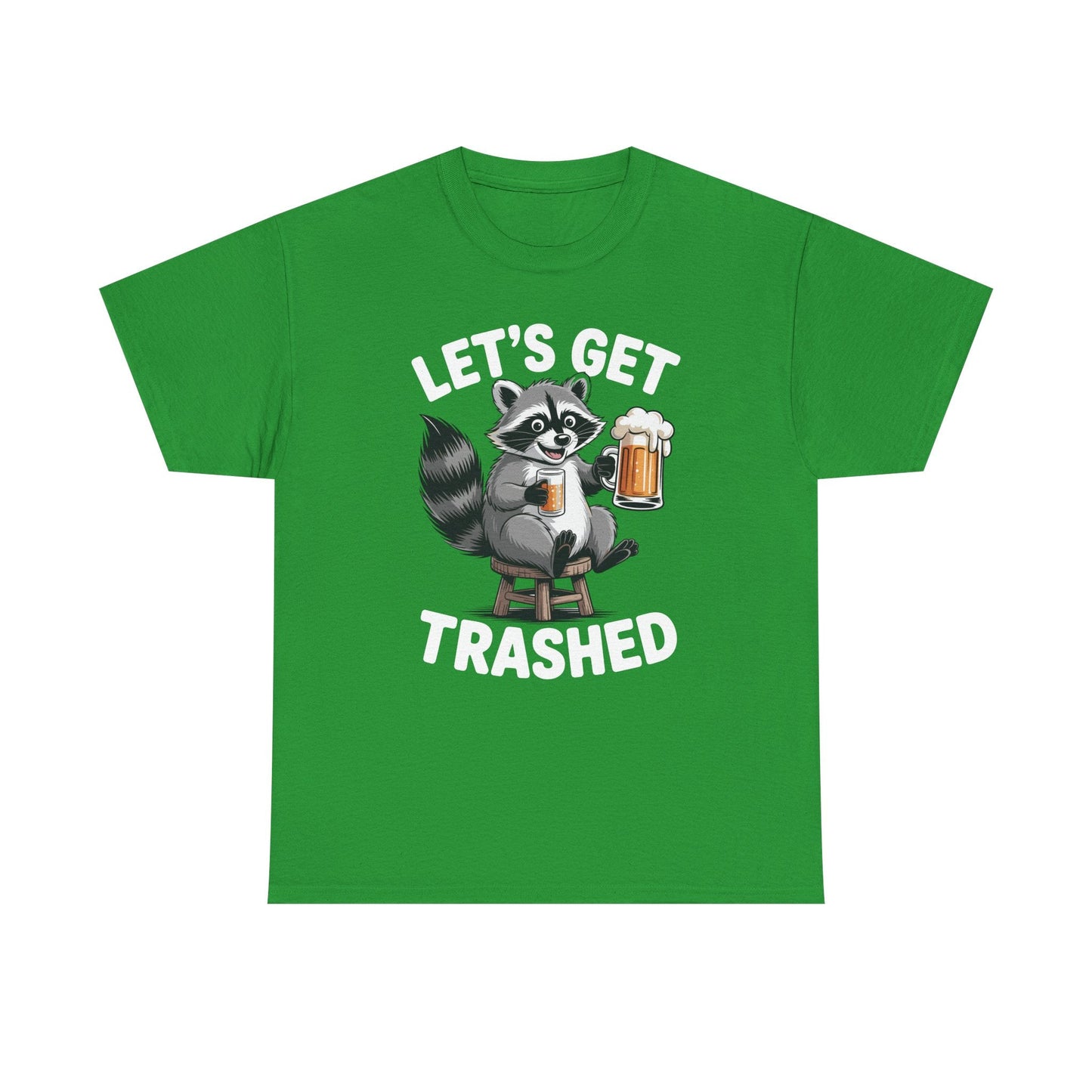 Funny Let's Get Trashed Raccoon Meme Humor Beer Drinking T-Shirt