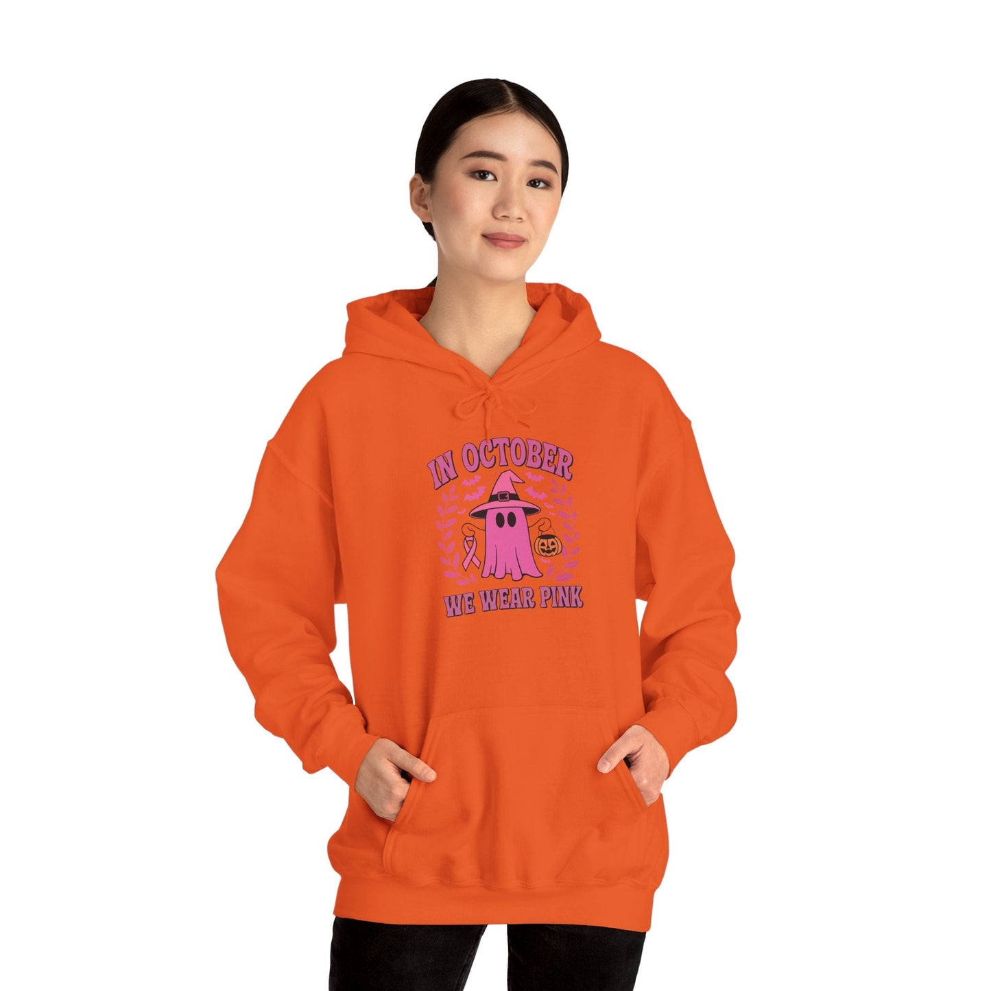 In October We Wear Pink Breast Cancer Awareness Halloween Hoodie