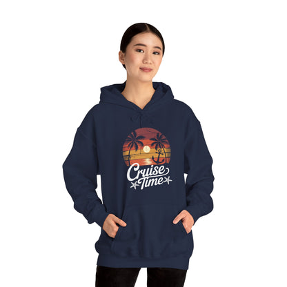 On Cruise Time Coconut Tree Graphic Summer Vacation Cruising Hoodie