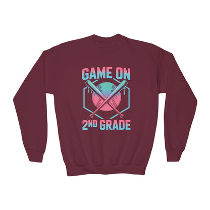 2nd Grade Back to School Baseball Drip Ice Cream Game On Kid Sweatshirt