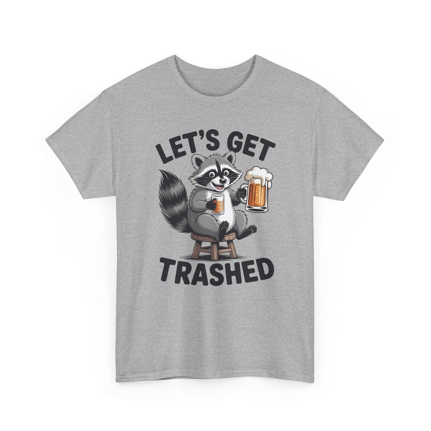 Funny Let's Get Trashed Raccoon Meme Humor Beer Drinking T-Shirt