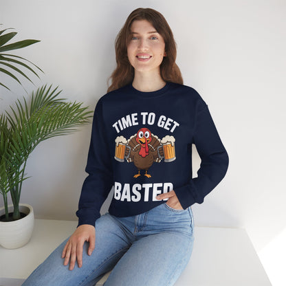 Time To Get Basted Funny Beer Thanksgiving Turkey Gift Sweatshirt