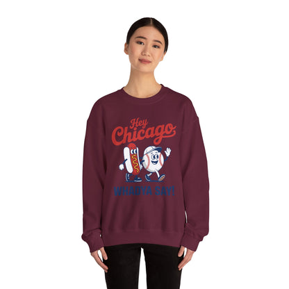 Hey Chicago Whadya Say Baseball and Hot Dog 4th of July Men Women Sweatshirt