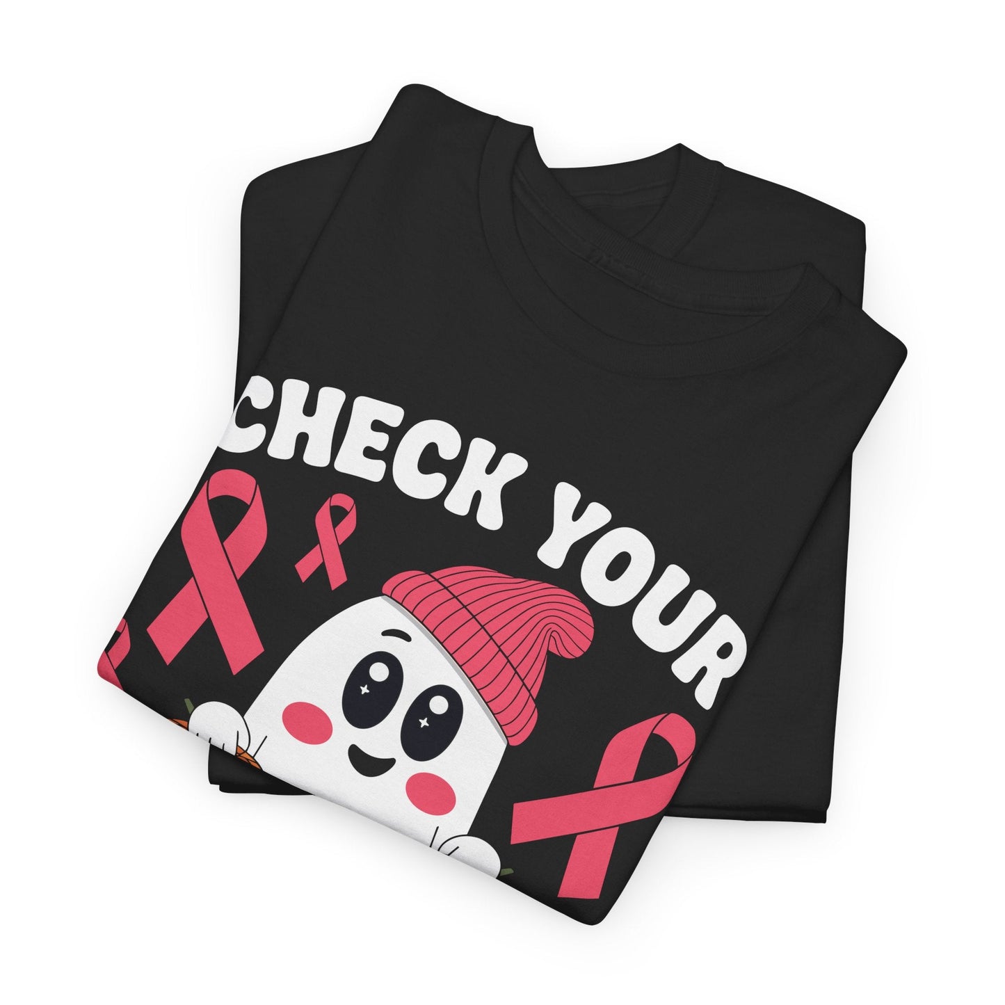 Breast Cancer Halloween Boo Ghost Check Your Pumpkins Womens T-Shirt