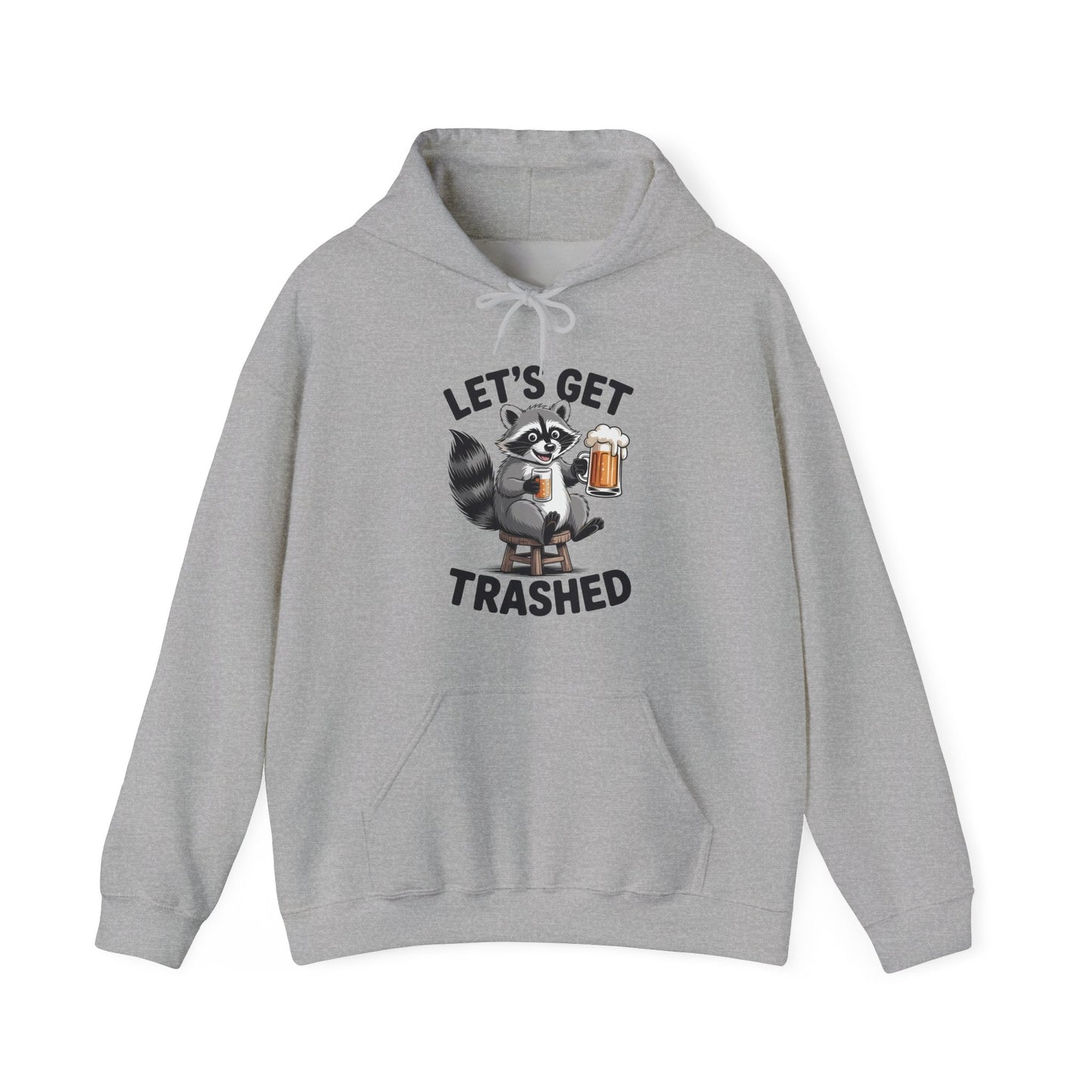 Funny Let's Get Trashed Raccoon Meme Humor Beer Drinking Hoodie