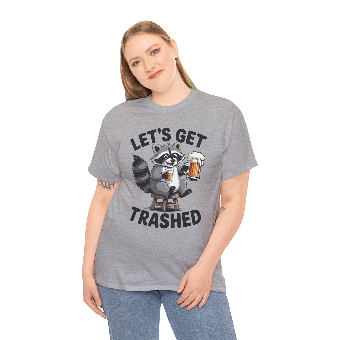 Funny Let's Get Trashed Raccoon Meme Humor Beer Drinking T-Shirt