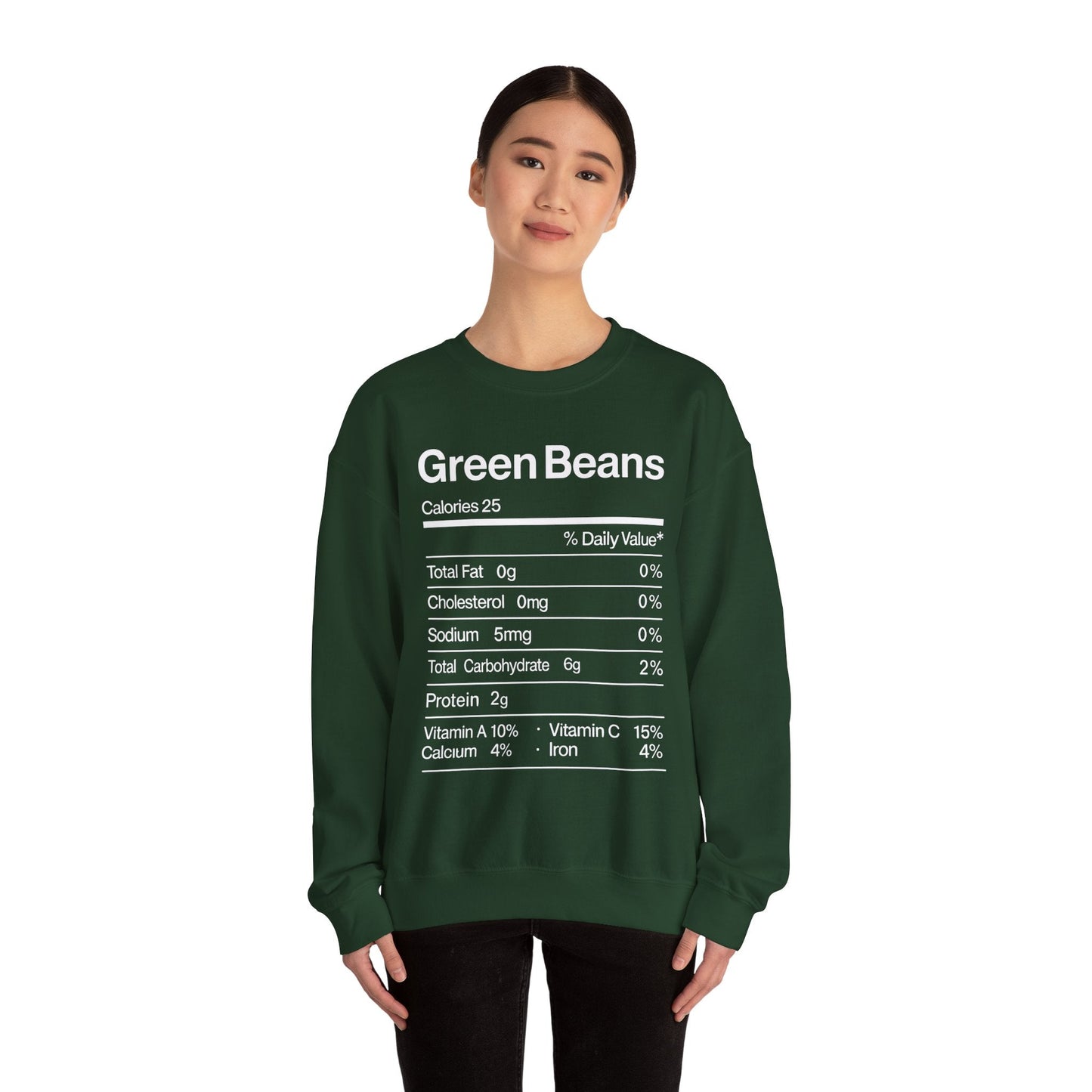 Green Beans Nutrition Facts Funny Thanksgiving Christmas Sweatshirt