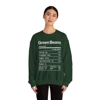Green Beans Nutrition Facts Funny Thanksgiving Christmas Sweatshirt