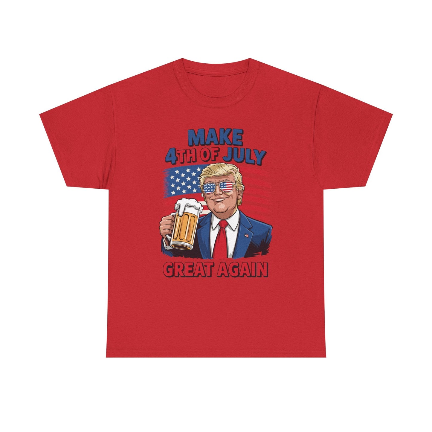 Funny Trump Make 4th Of July Great Again Drinking Beer T-Shirt