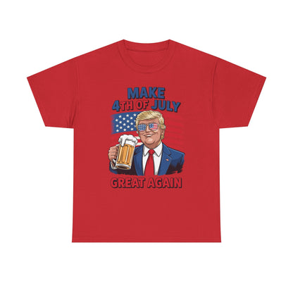 Funny Trump Make 4th Of July Great Again Drinking Beer T-Shirt
