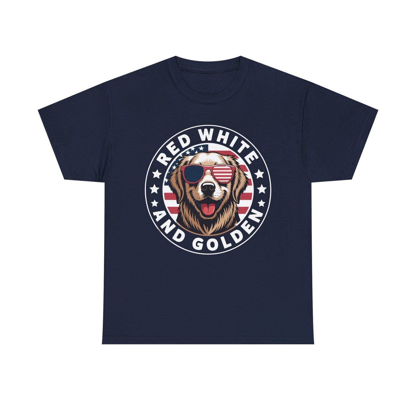 Red White Golden Retriever American Flag 4th of July Gift T-Shirt