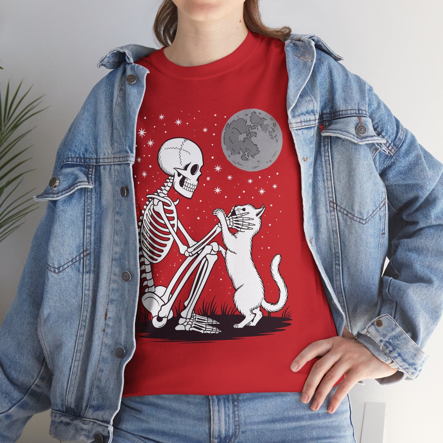 Skeleton Cat Skull Kitty Cute Goth Halloween Men Women T-Shirt