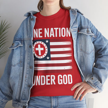One Nation Under God Flag 4th Of July Patriotic Christian T-Shirt