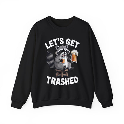 Funny Let's Get Trashed Raccoon Meme Humor Beer Drinking Sweatshirt