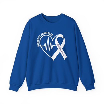 Overdose Awareness Month Heart Purple Ribbon Support Sweatshirt
