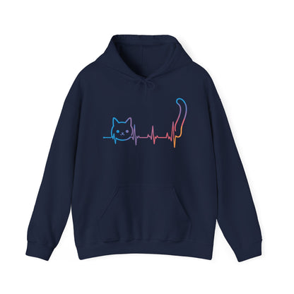 Heartbeat Cat Lover Animal Silhouette Cute Cat Hoodie