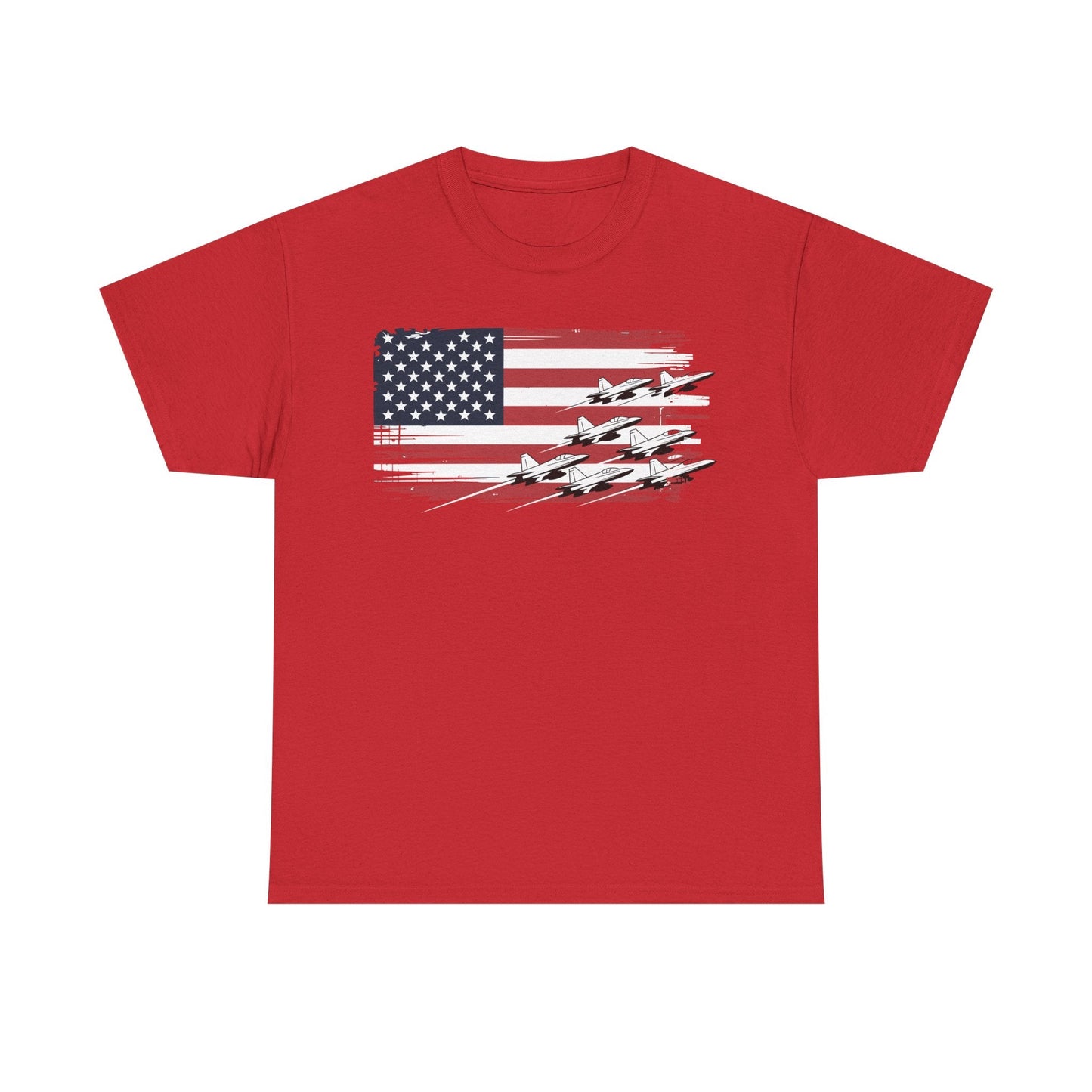 Patriotic Red White Blue USA Flag Fighter Jets 4th of July T-Shirt