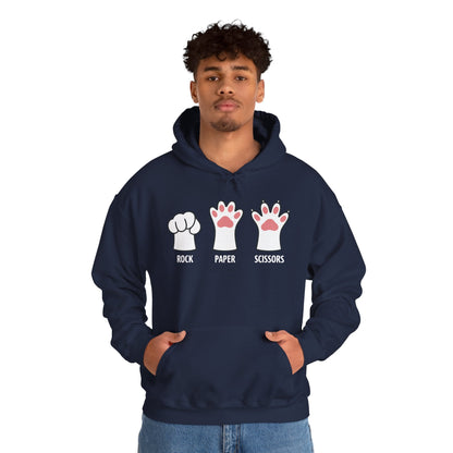 Funny  Introvert Cat Animal Rescue Rock Paper Scissors Cute Paw Cat Hoodie