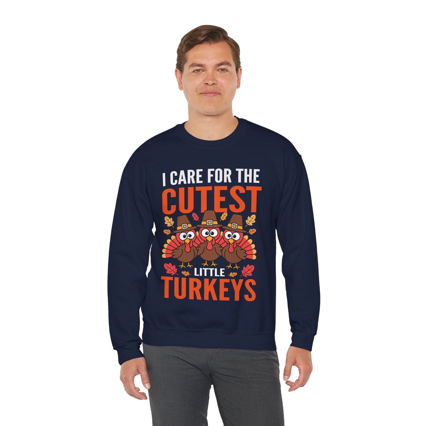 Care For Little Turkeys Nurse Fall Thanksgiving Scrub Top Sweatshirt
