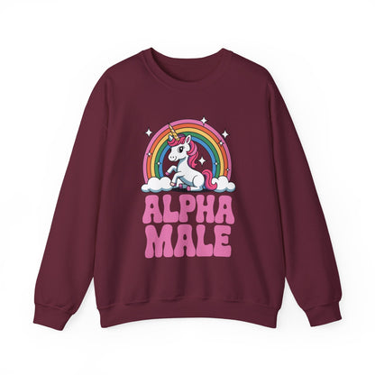 Funny Alpha Male Unicorn Sarcastic Ironic Weird Y2K Humor Sweatshirt