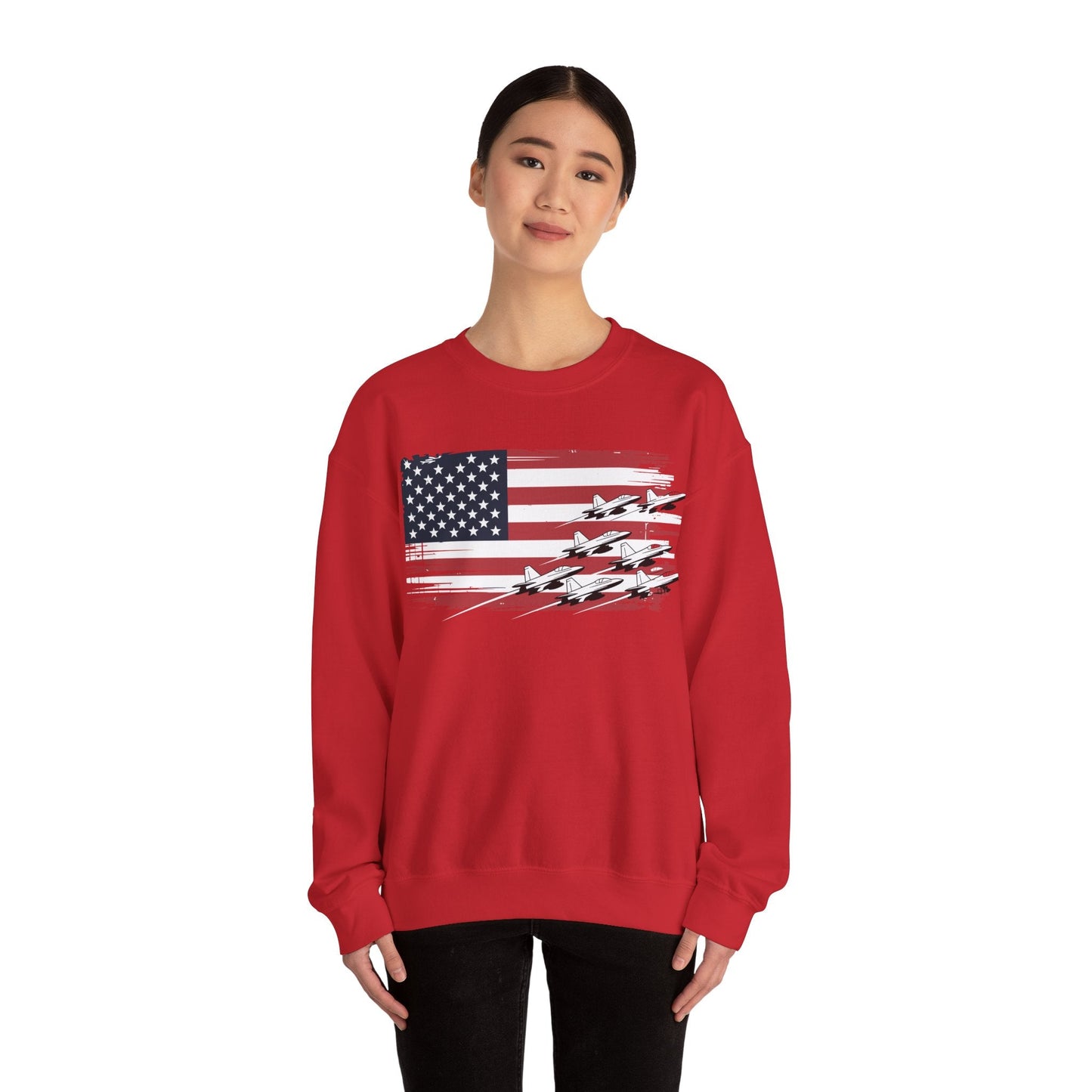 Patriotic Red White Blue USA Flag Fighter Jets 4th of July Sweatshirt