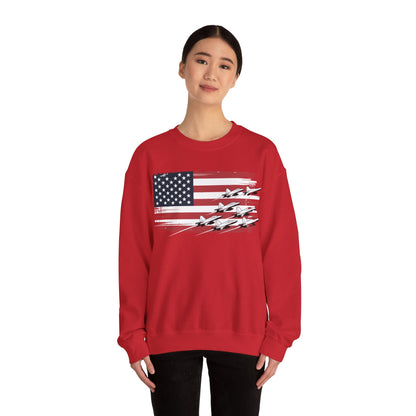 Patriotic Red White Blue USA Flag Fighter Jets 4th of July Sweatshirt