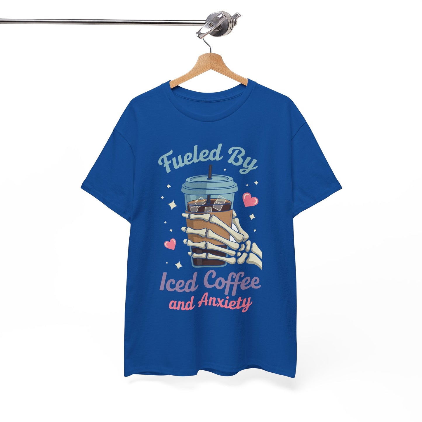 Fueled by Iced Coffee and Anxiety Funny Coffee Lover T-Shirt
