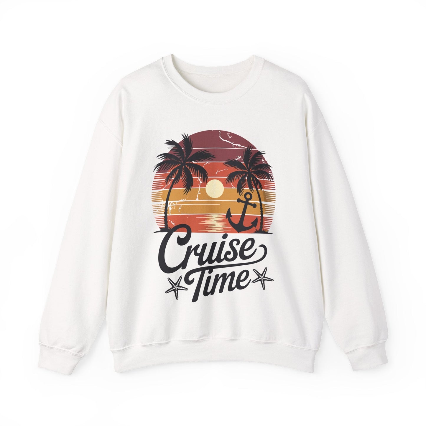 On Cruise Time Coconut Tree Graphic Summer Vacation Cruising Sweatshirt