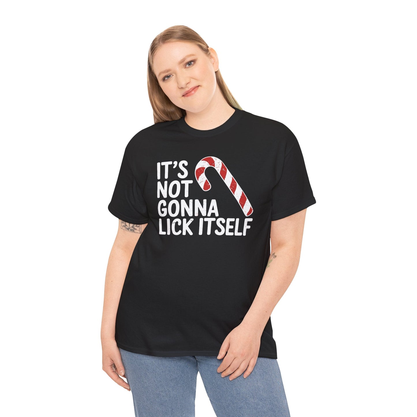 Funny Candy Cane Lick Itself Adult Christmas in July Gift T-Shirt