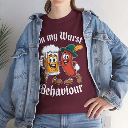 Oktoberfest On My Wurst Behaviour German Beer Sausage Adults T-Shirt