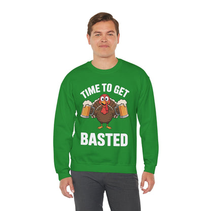 Time To Get Basted Funny Beer Thanksgiving Turkey Gift Sweatshirt