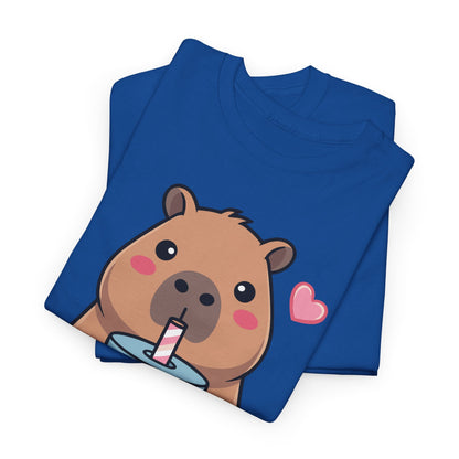 Cute Capybara Kawaii Anime Drinking Bubble Tea Lover Girls T-Shirt