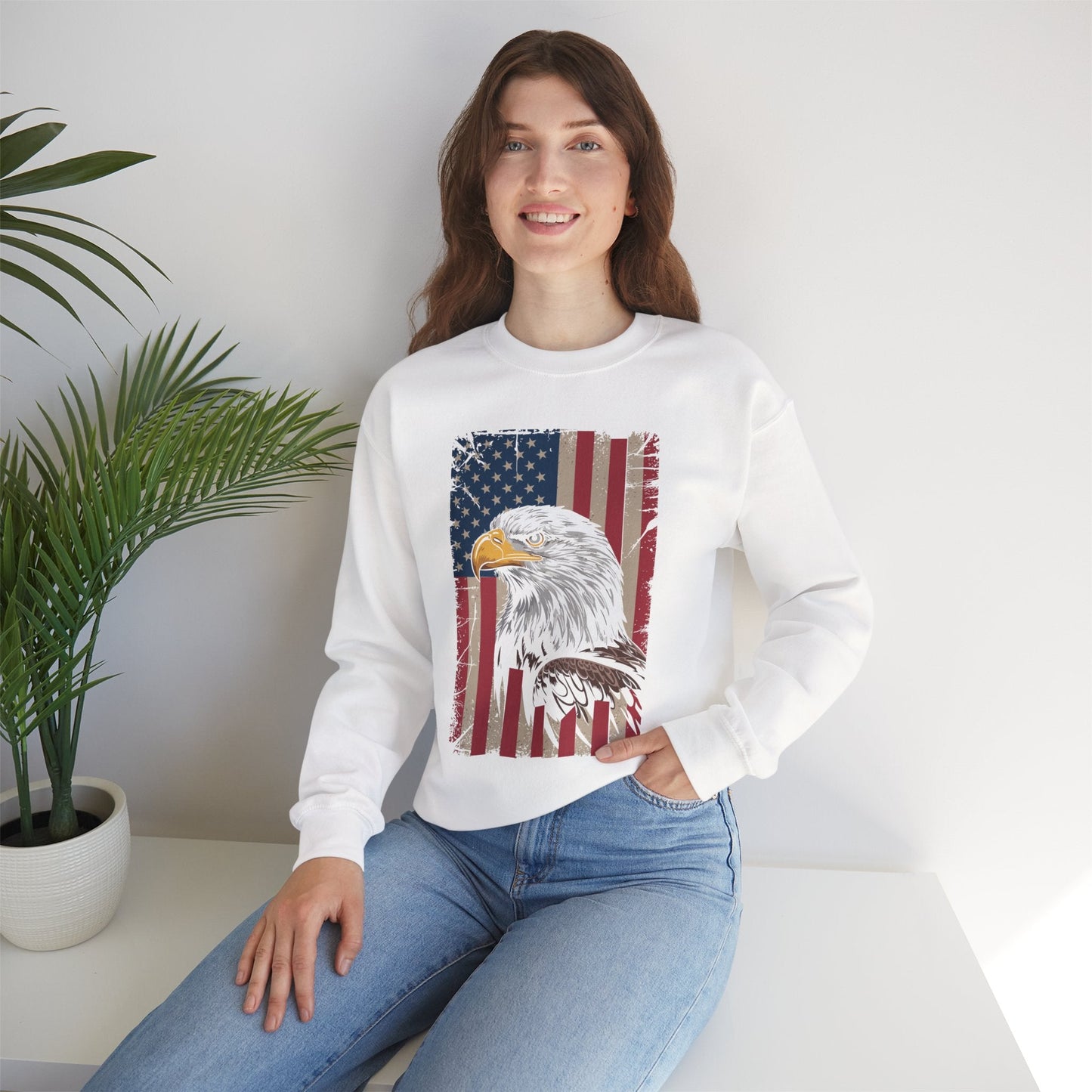 American Flag Bald Eagle Patriotic Red White Blue Sweatshirt