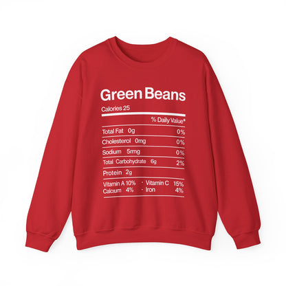 Green Beans Nutrition Facts Funny Thanksgiving Christmas Sweatshirt