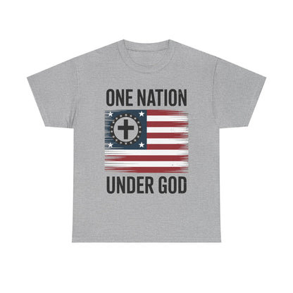 One Nation Under God Flag 4th Of July Patriotic Christian T-Shirt