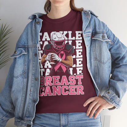 Tackle Football Breast Cancer Awareness Pink Ribbon T-Shirt