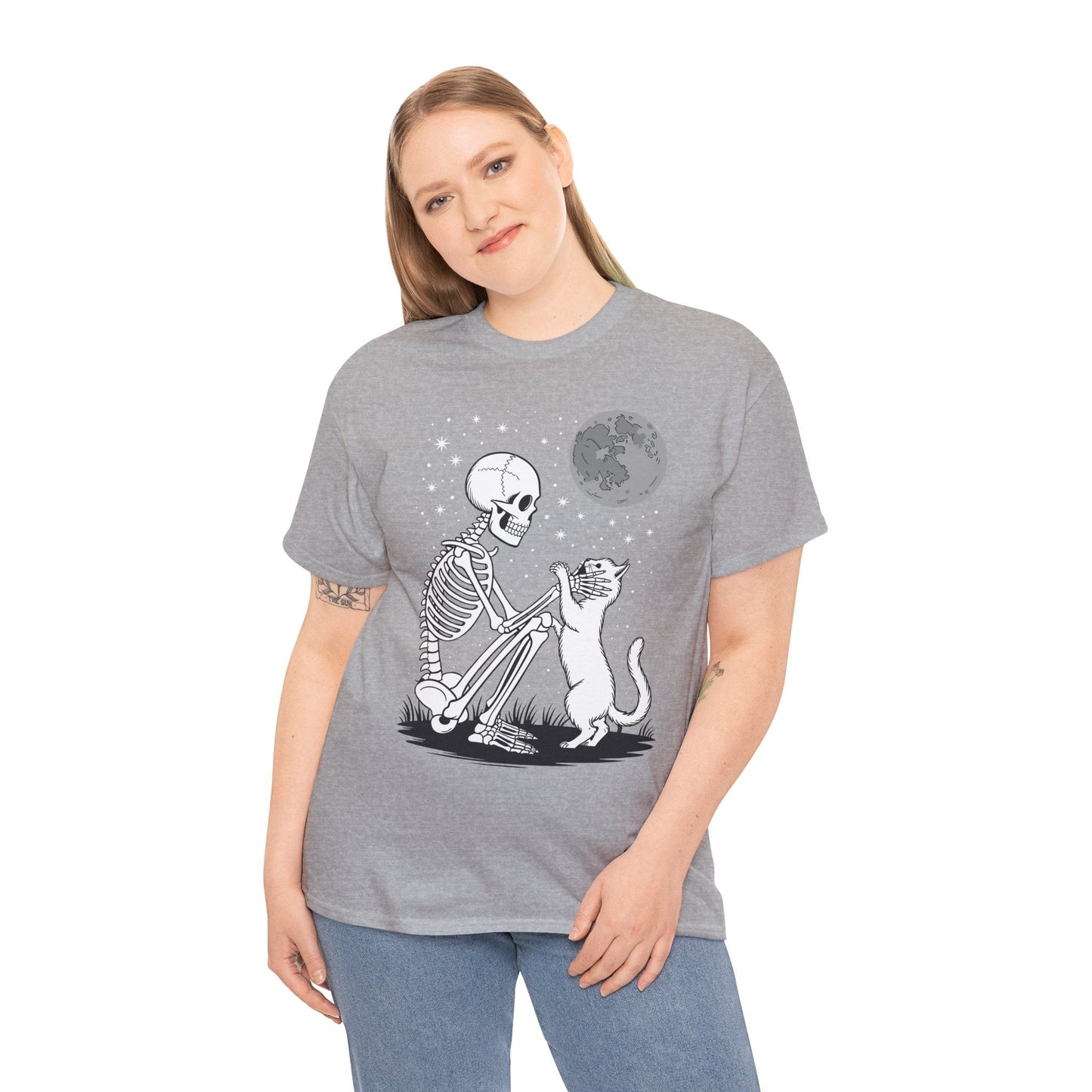 Skeleton Cat Skull Kitty Cute Goth Halloween Men Women T-Shirt