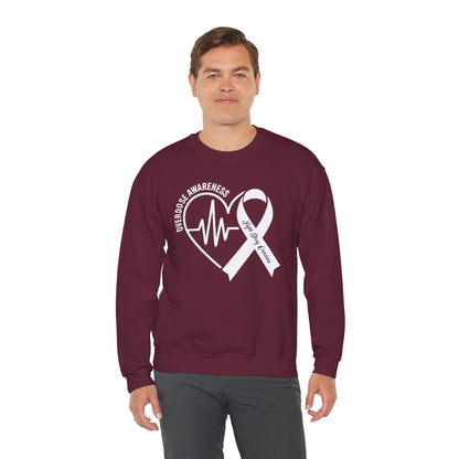 Overdose Awareness Month Heart Purple Ribbon Support Sweatshirt