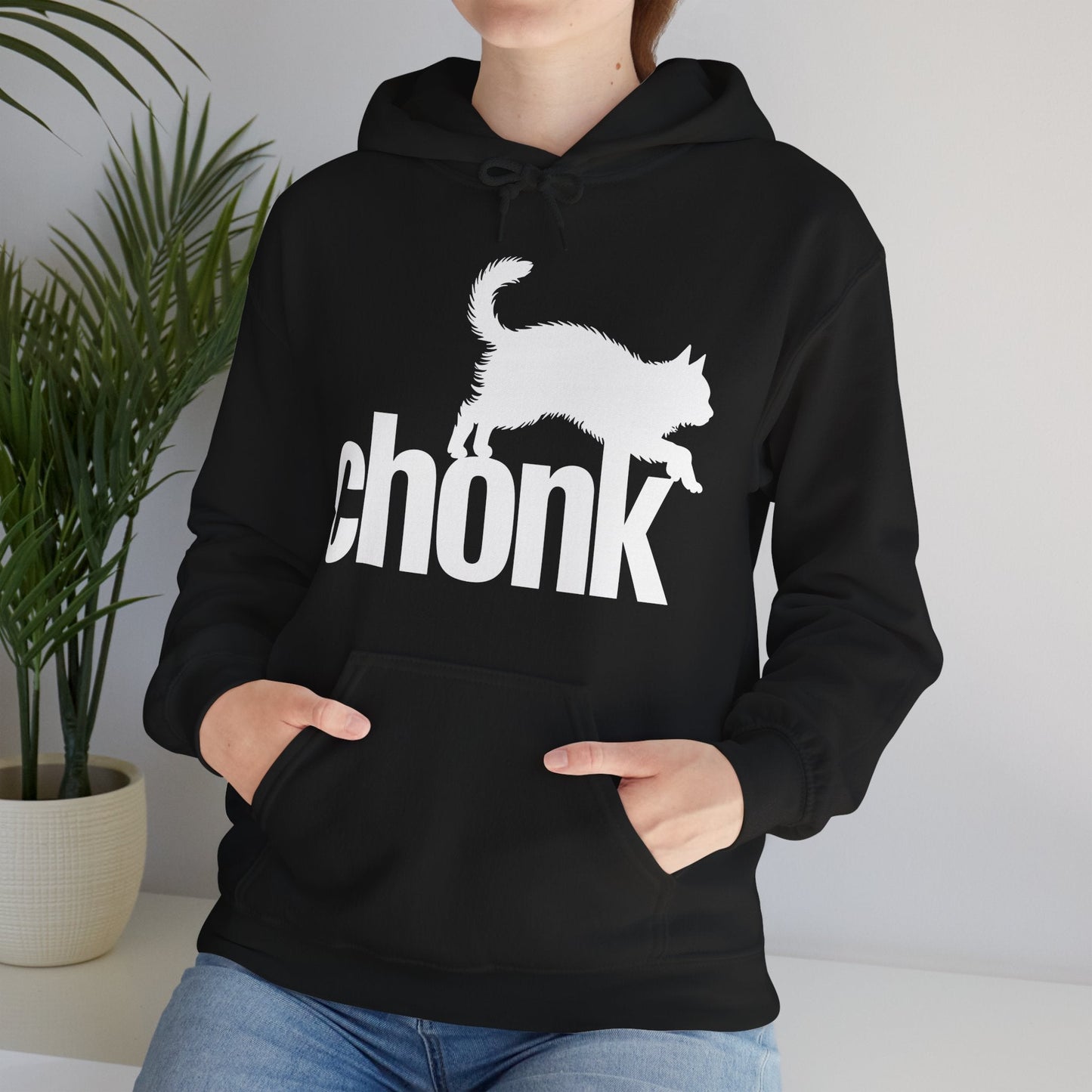 Chonk Cat Meme Funny Black Hoodie